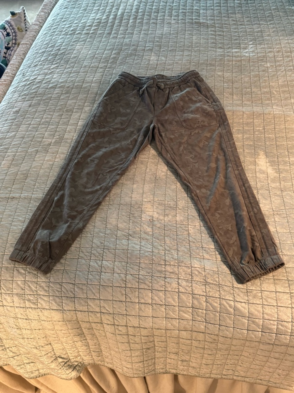 Women’s Olive Camouflage joggers.